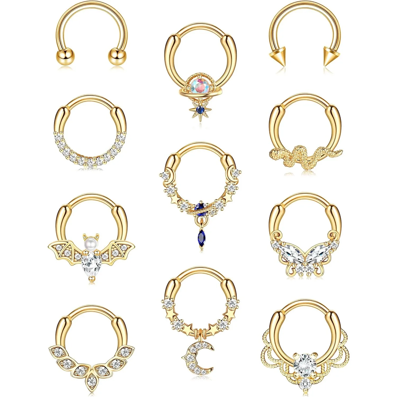 

Bobisty 11Pcs 16G Stainless Steel Septum Rings for Women Men Cute Snake Butterfly Septum Ring Daith Earrings Piercing Jewelry