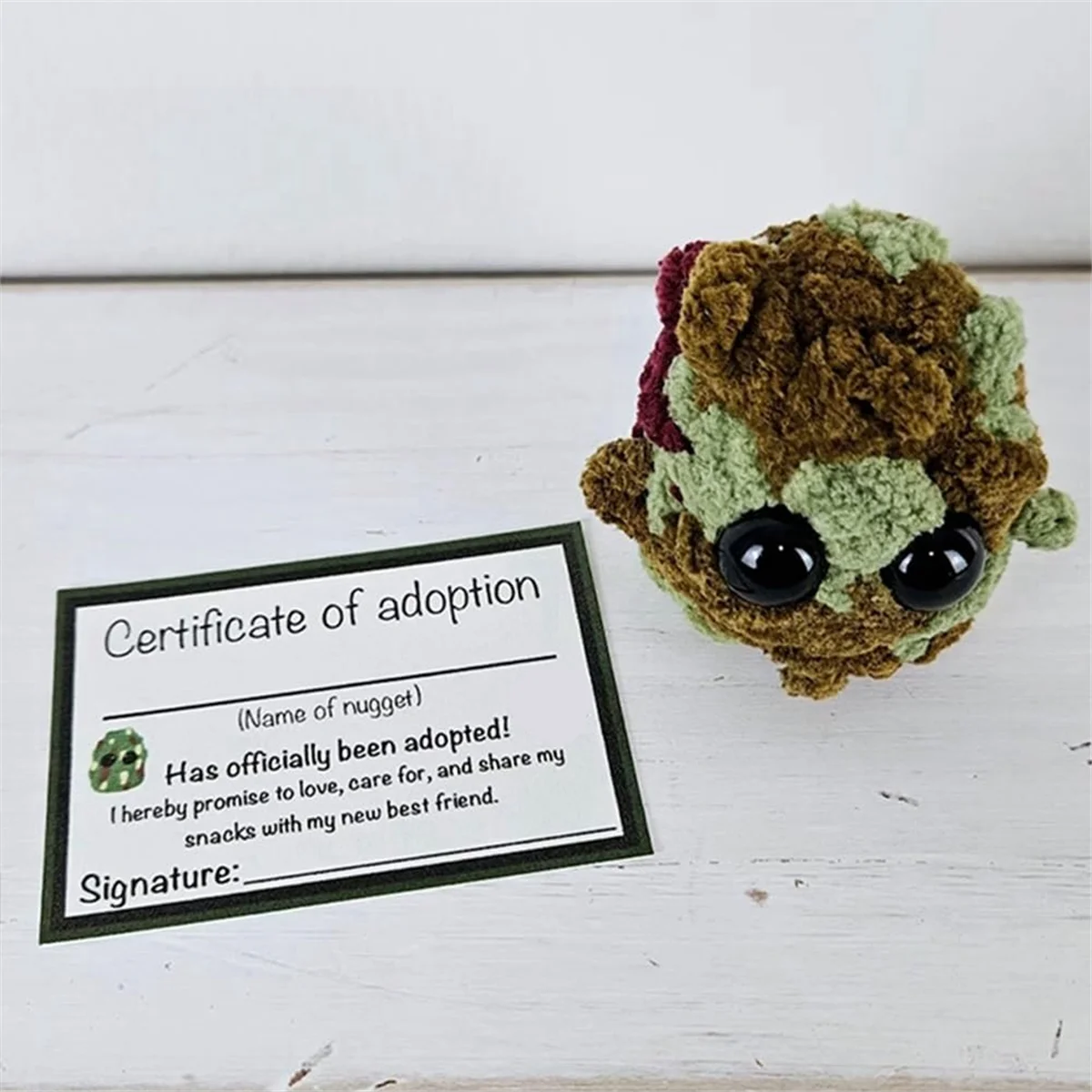 Adopt A Weed Nugget Plushie, Adopt A Weed Nugget Plush with Bowl and Encouragement Cards, Handmade Plush Stuffed Toys,A