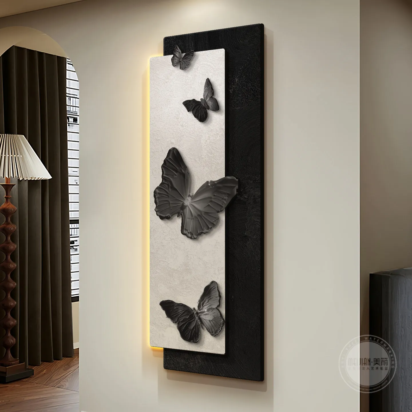 2026 New Light Luxury Entrance Decoration Painting Modern Living Room Entrance Hanging Painting with Lights Corridor Mural Paint