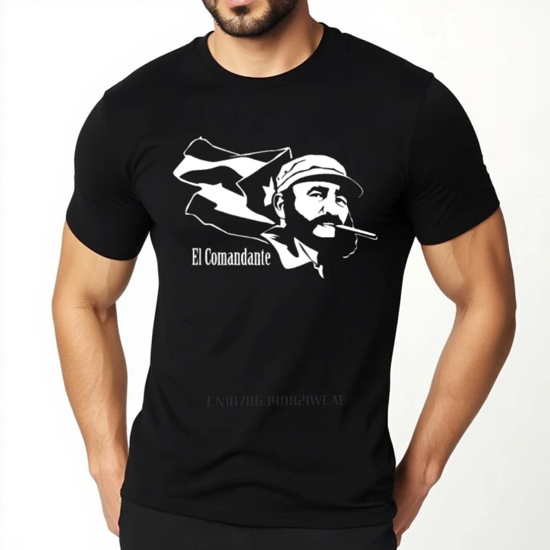 Camiseta política para hombre El Salvador Commander Fidel Castro Cuba comunista gráfico algodón verano camiseta divertida