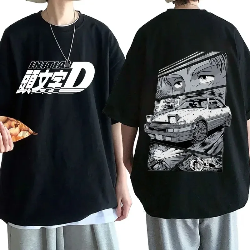 

Anime Drift AE86 Initial D Double Sided T Shirt O-Neck Short Sleeves Summer Casual Unisex R34 Skyline GTR JDM Manga T-Shirts