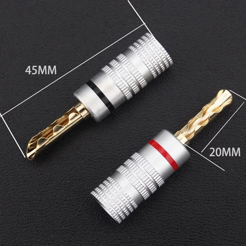 4/8Pcs 4mm Banana Plug 24K Gold Plated Copper BFA 4mm Banana Connector Male Speaker Plug black&red