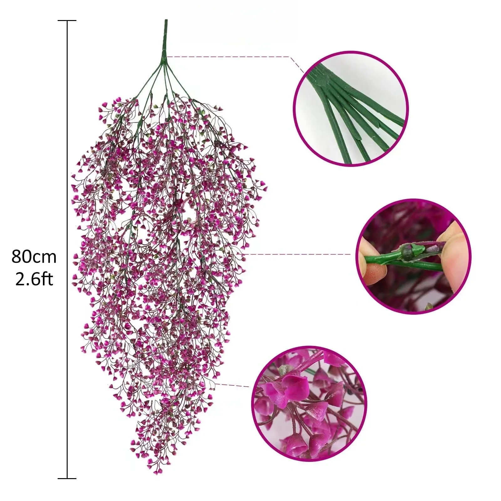 80cm Artificial Fuchsia Wall Hanging Living Room Wall Decoration Garden Vine Wedding Home Decoration Flower Vine Fake Plant