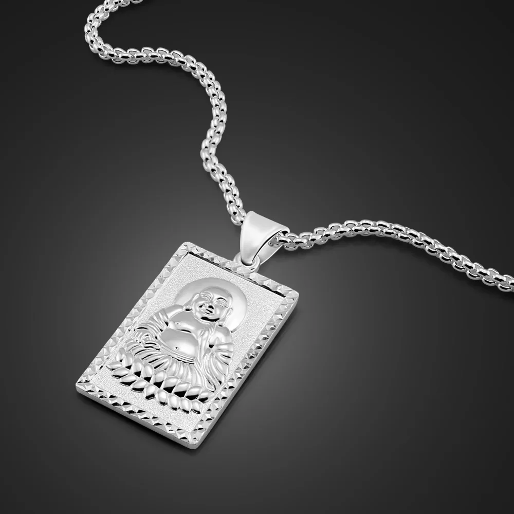 

National Style Buddha Pendant Necklace 100% 925 Sterling Silver For Men Personality Woman Fashion Fine Jewelry Gift