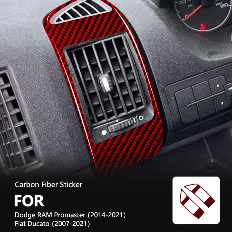 Left Right Vents Red Carbon Fiber Interior Stickers For Dodge RAM Promaster 2014-2021 Fiat Ducato 2007-2021 Car Accessories