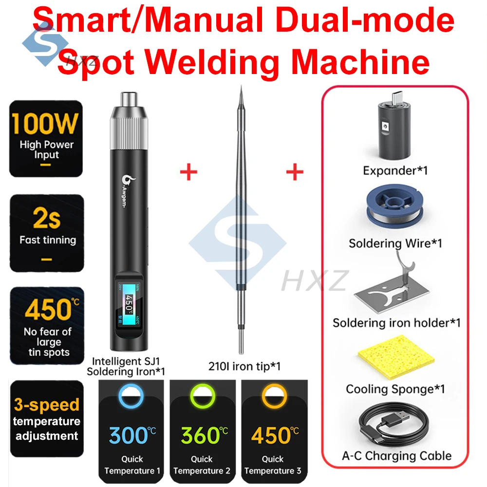 100W Smart Digital Soldering Iron Smart Manual Dual Mode 3-Speed Temperature Adjustable Compatible With C210 C245 Solder Tip