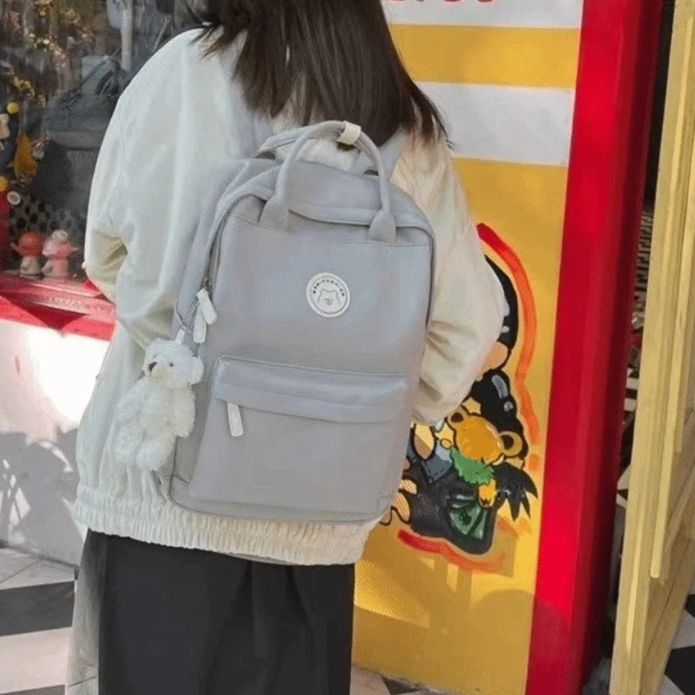 Solid Large Capacity Student Backpack Zipper Multi-Pocket Academy Girl's School Bag Multiple Colors Spacious