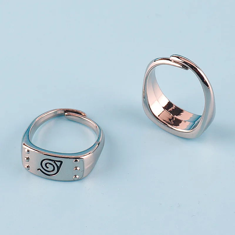 2 قطعة هدية خاتم معدني من الرسوم المتحركة اليابانية ناروتو كونوهاجاكوري