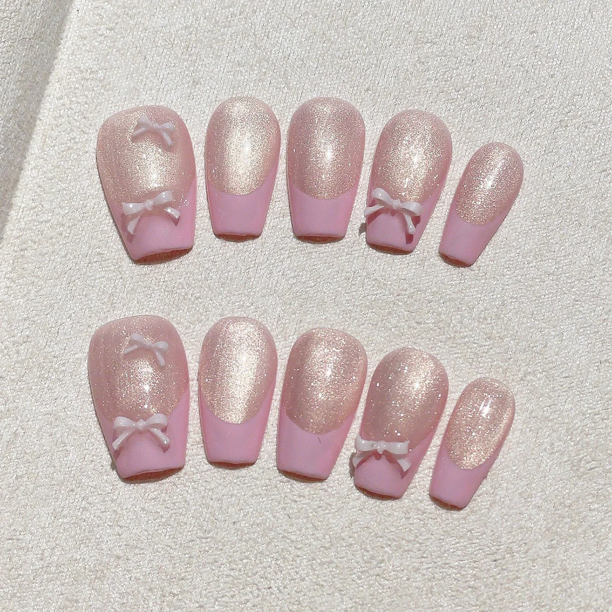 Nail Art Simple Elegant - 10 Stück Kurze Trapezförmige Handgemachte Aufklebenägel