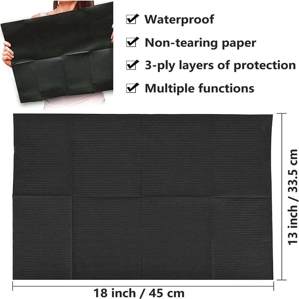 250/125/15Pcs Black Tattoo Cleaning Wipes Pad Disposable 3 Ply Dental Bibs Waterproof Sheets Paper Tray Cover Tattoo Accessories