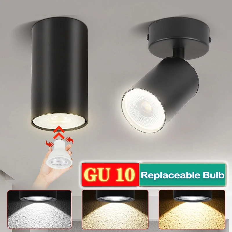 GU10 Downlight With Replacable Bulb AC85-265V Spot Lamp Aluminum LED Ceiling Light Fixture for Bedroom Porch Living Room