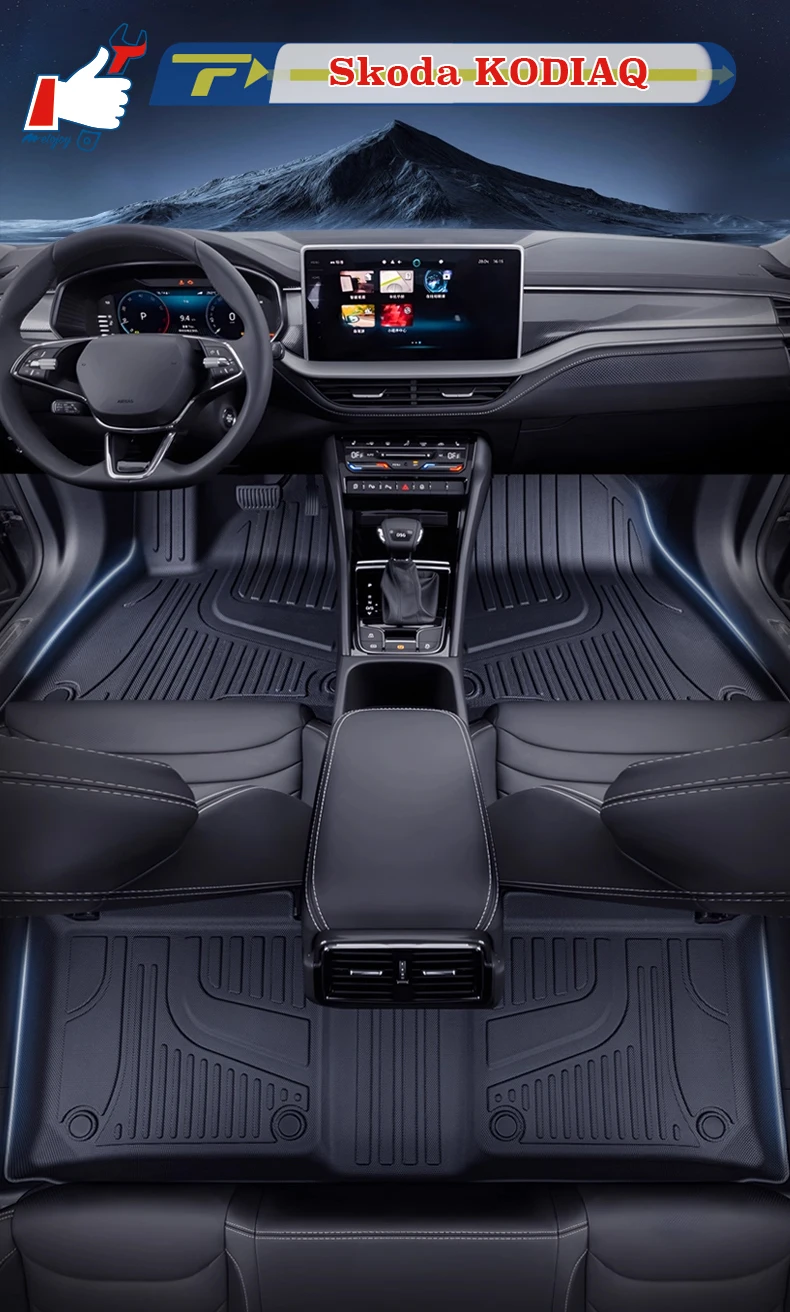 

Left-hand Drive Car Floor Mat For Skoda KODIAQ 2025 7 Seats Full-Surrounded Foot Mat Mat Floor Liner Floor Carpet Water-proof