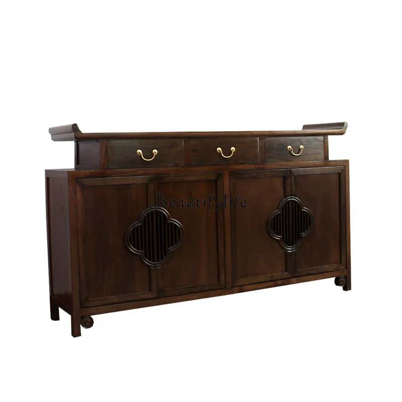 

*Modern New Chinese Style Old Elm Solid Wood Sideboard Warped Head Entrance Cabinet Locker