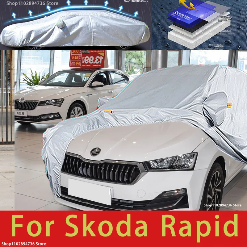 

For Skoda Rapid Outdoor Protection Full Car Cover Snow Covers Sunshade Waterproof Dustproof Exterior Car accessories