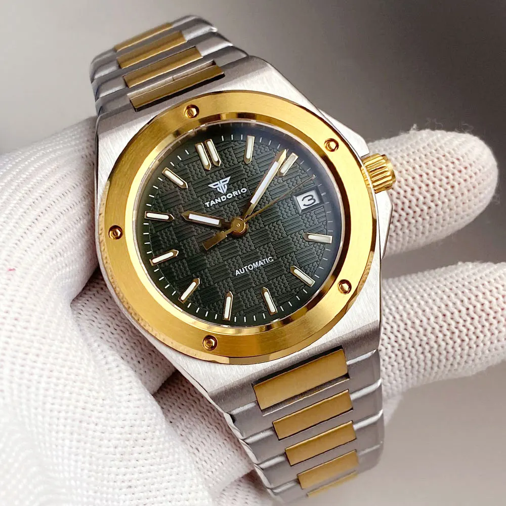 Tandorio 40mm Engineer Men's Watch Sapphire Crystal 20BAR Waterproof Rose Gold NH35A Date Automatic Mechanical Watch Luminous