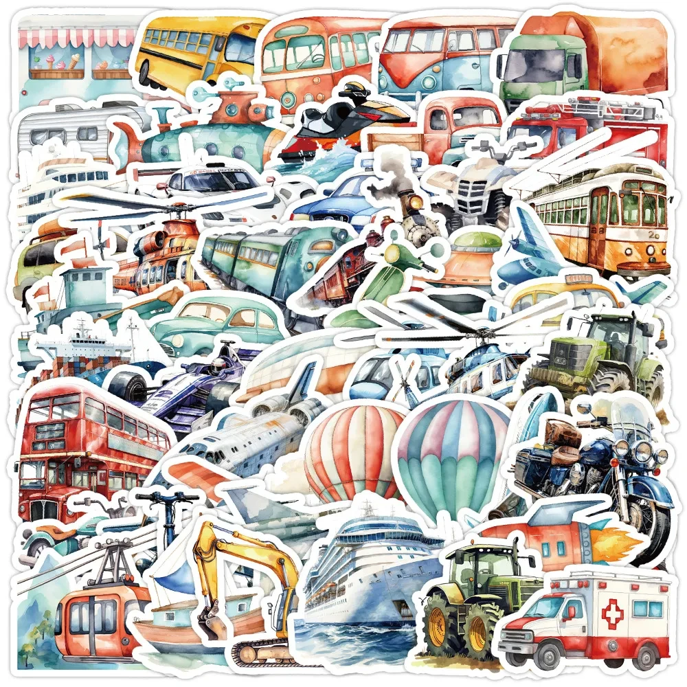 10/50Pcs Cartoon Vehicle Transportation Stickers for Bedroom Scrapbook Stationery Laptop Phone Fridge Suitcase Sticker Decals