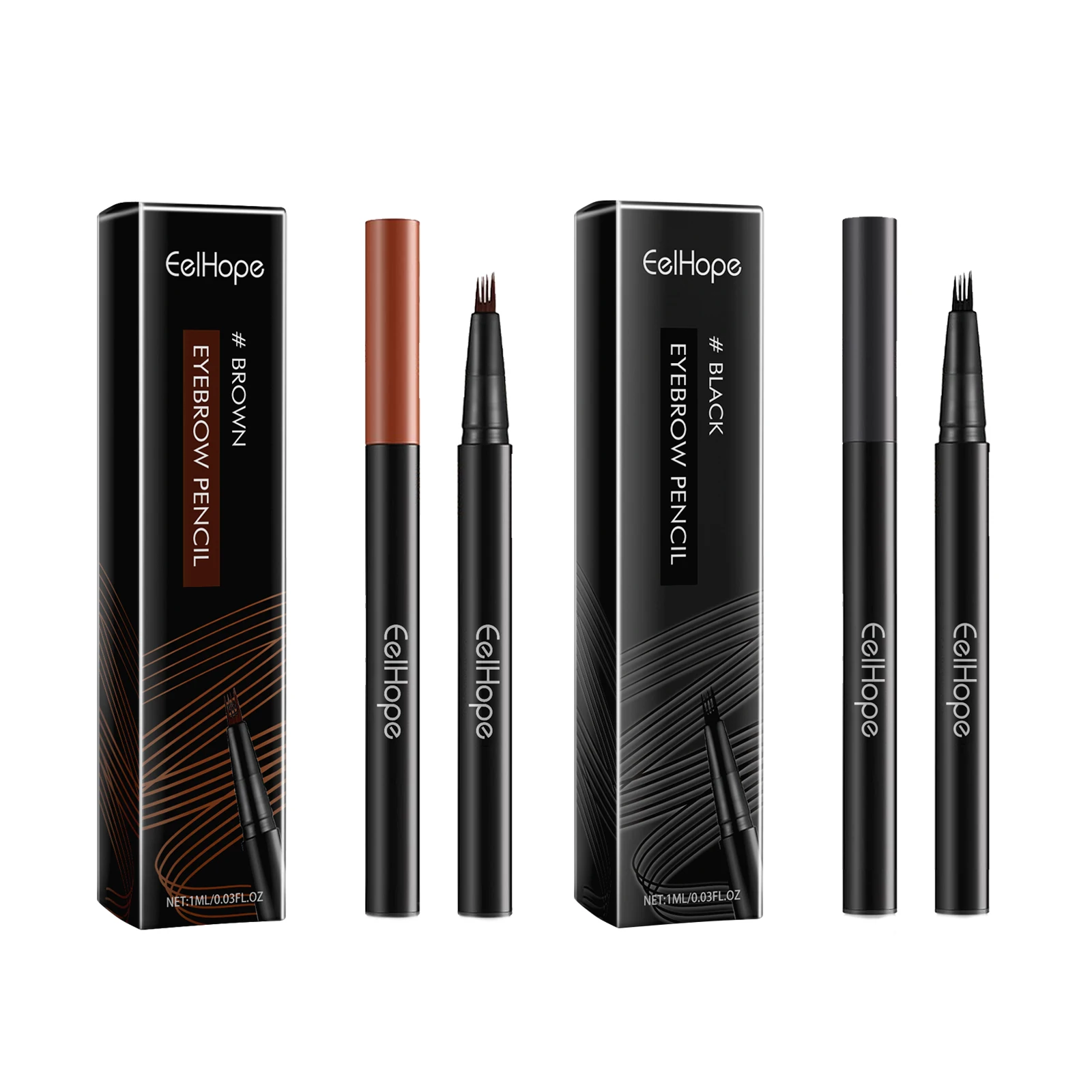 Crayon à sourcils à quatre branches, imperméable, longue durée, Anti-taches, noir/marron, cosmétique, 1ml
