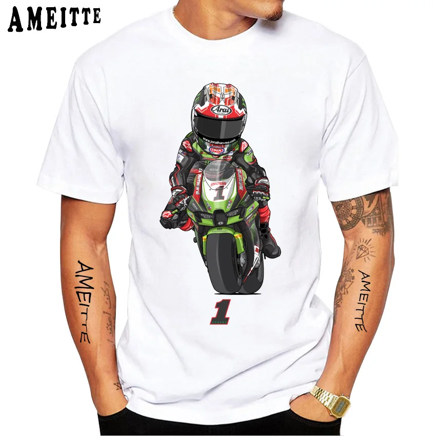 Jonathan Rea Number 1 GP Racing T-Shirt New Men Short Sleeve Boy Adventure Sport Casual White Tops Motorcycle Rider Tees