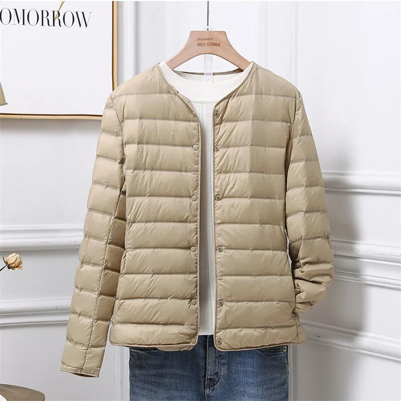 

Women Warm Down Jacket Autumn Winter Ultra Light White Duck Down Coat Puffer Parkas Female Single Breasted Outwears Short Tops