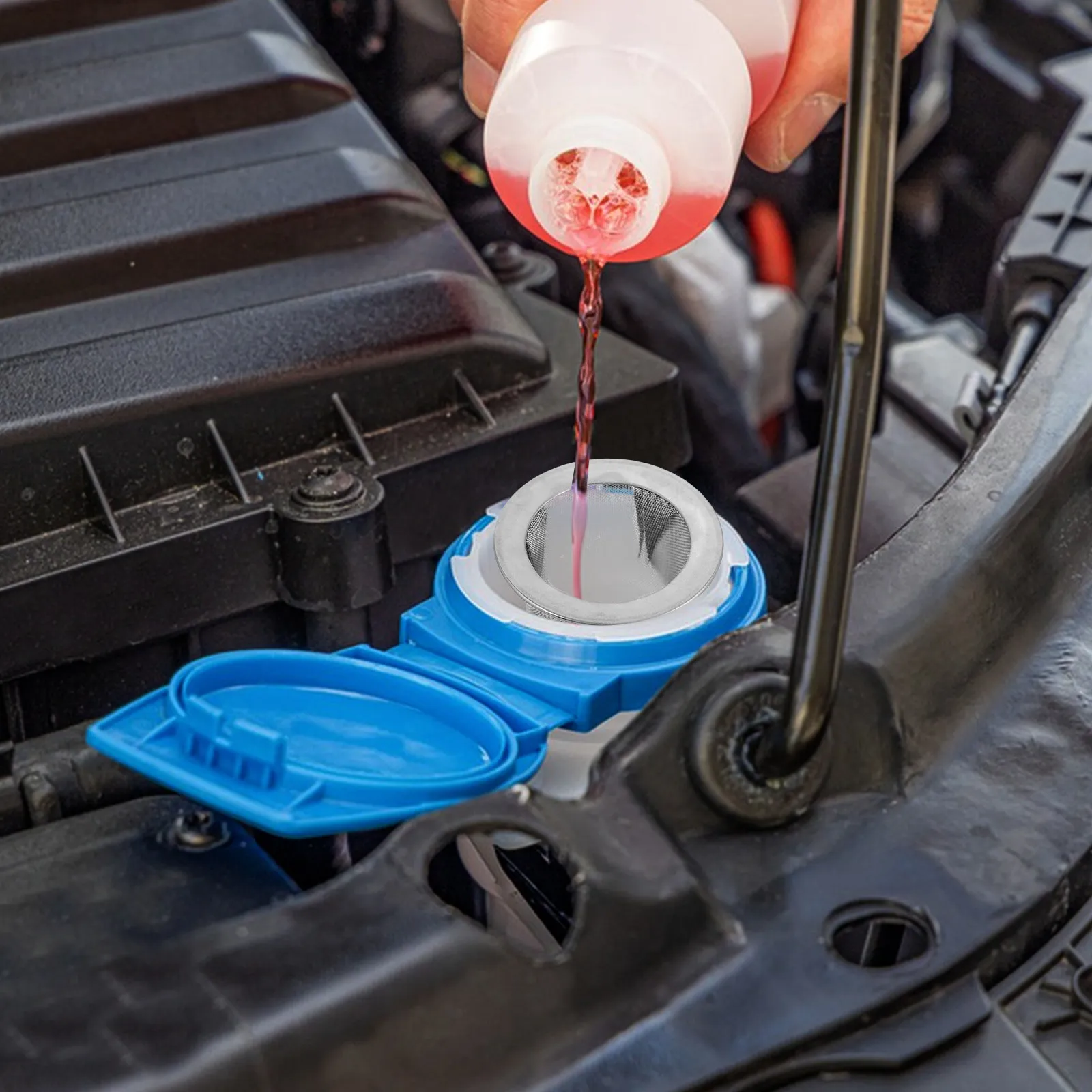 Windshield Washer Fluid Filter Funnel for Car Owners to Prevent Wiper Clogs Stainless Steel 4.2x4.2x2.4cm