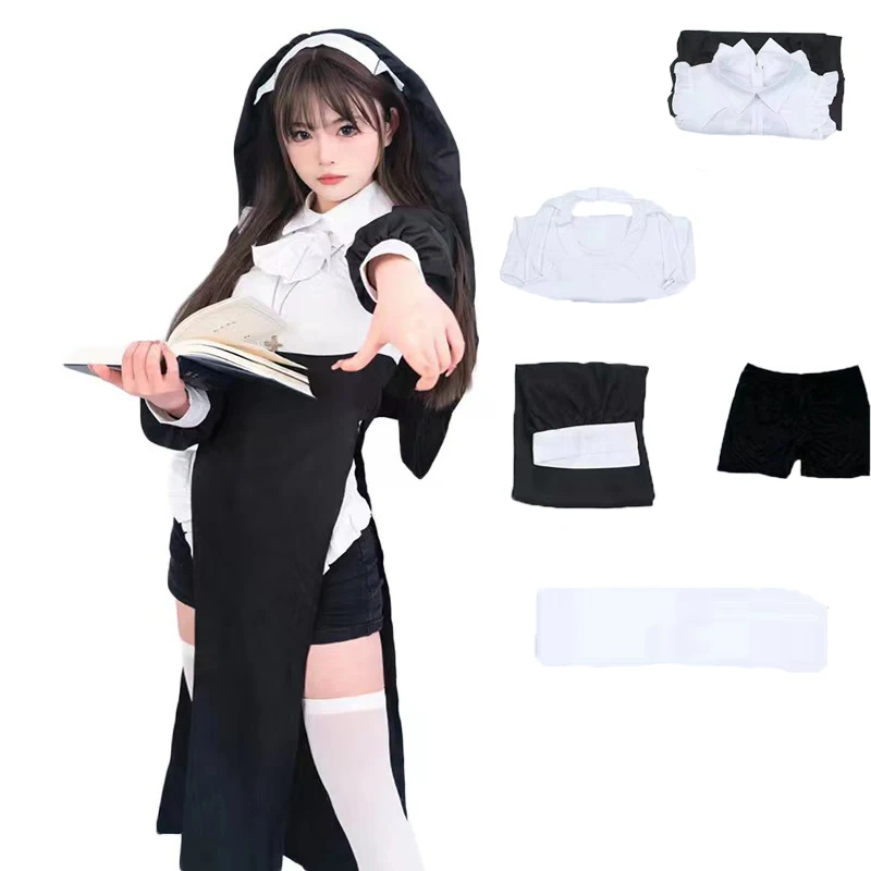 Costume de Cosplay de Nonne Anime pour Femme, Uniforme Cos Ajustable, PoinTenue de Spectacle Sexy, Barrage de Performance d'Halloween