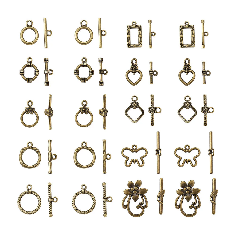 

Tibetan Antique Style Metal Toggle Clasps Kit Retro Bracelet Necklace Mix Shape Fastener Clasp DIY Jewelry Making Accessories