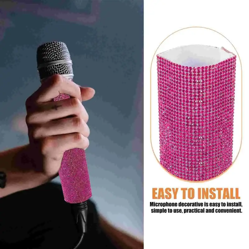 Microphone Handle Glitter Cover Handheld Mic Sleeve Microphone Handle Sparkling Sleeve microphone decorative cover