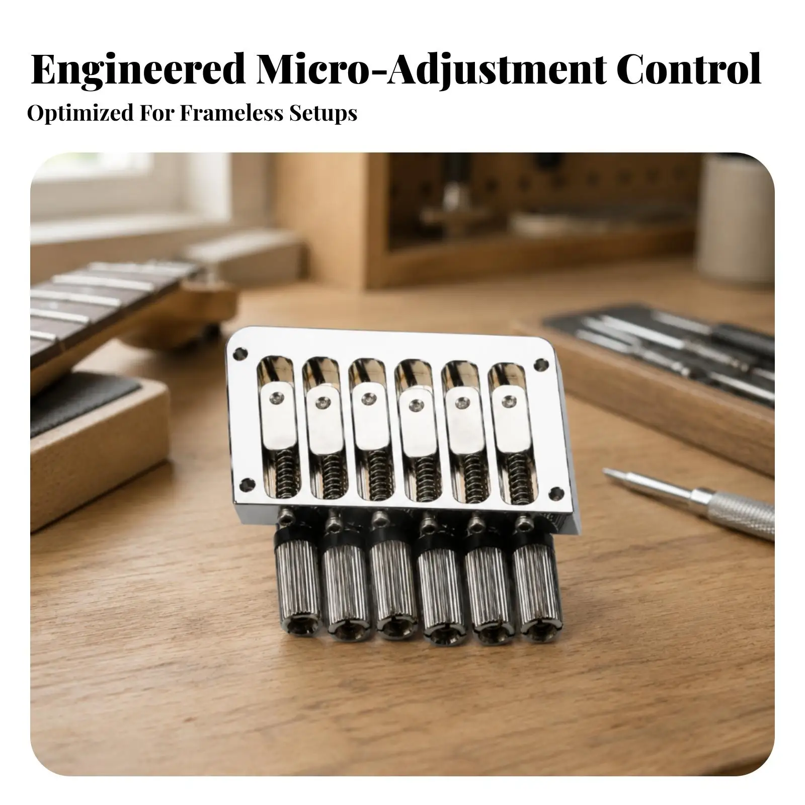 Adjustable Guitar Bridge with Knurled Saddles for Electric Guitar Intonation and Action Setup Tools