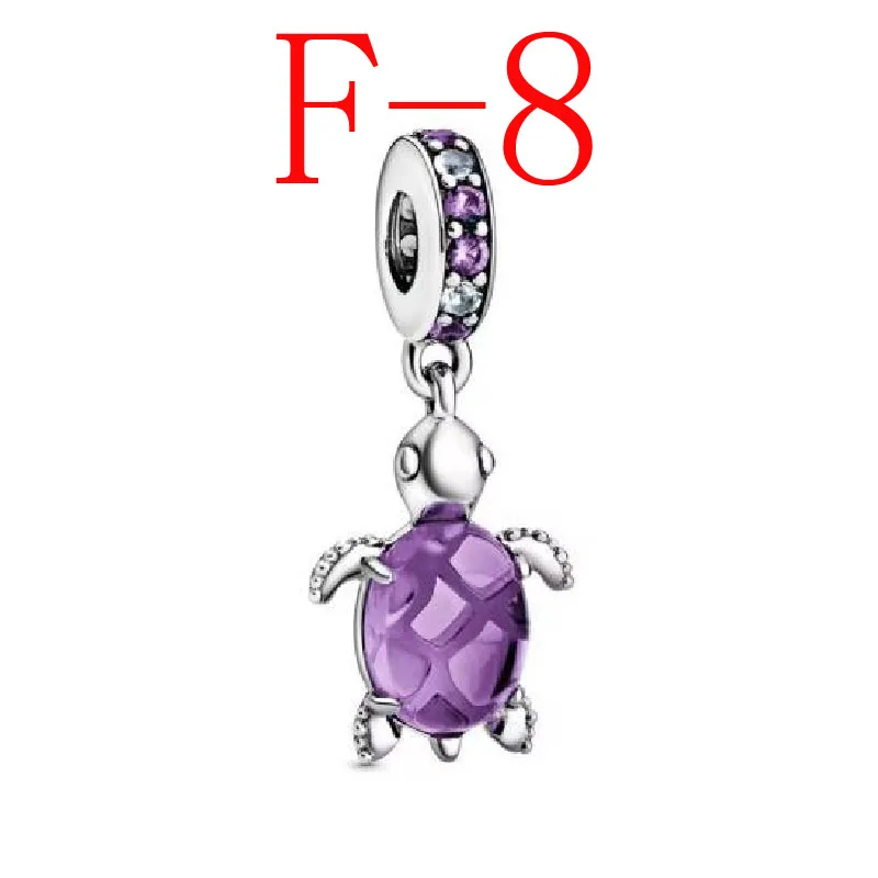 New 925 Sterling Silver Summer Purple Turtle Dangle Beads Fit Original European Charms Bracelet Jewerly Accessories