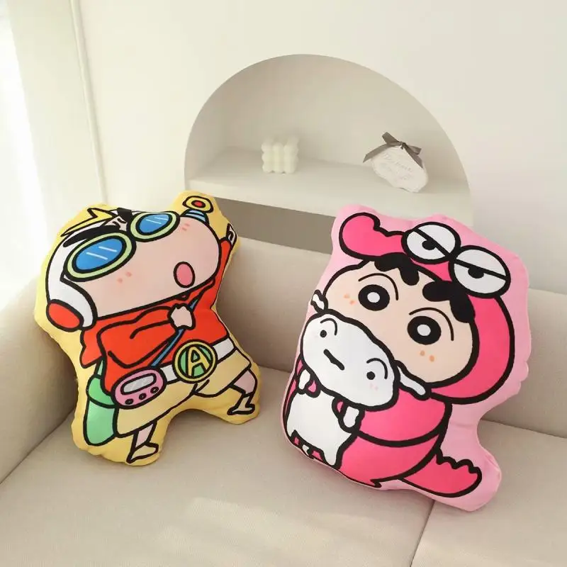 Bandai Anime Cartoon 45Cm Crayon Shin-Chan Double-Sided Printed Pillow Kawaii Sofa Cushion Decoration Children's Doll Gift