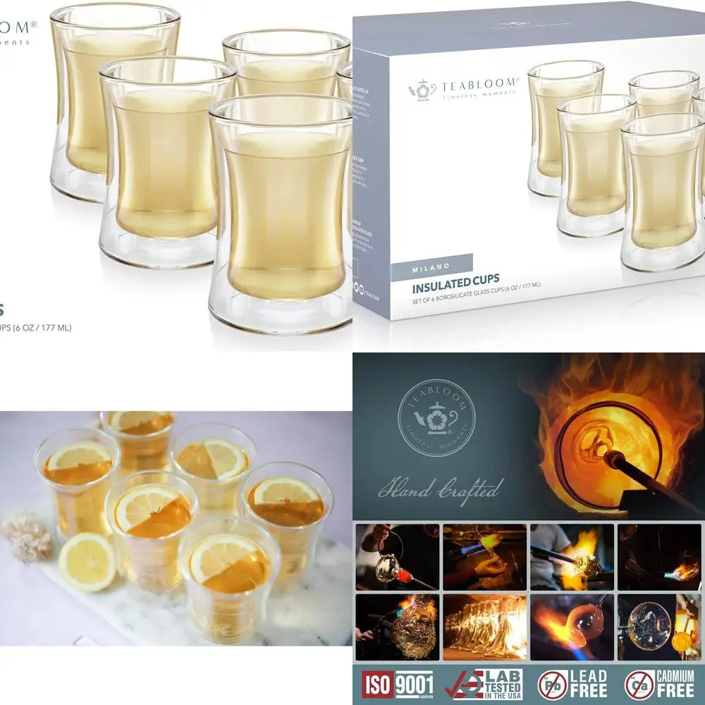 

Set of 6 Double-Walled Insulated Turkish Tea Glasses, 6 Oz Capacity