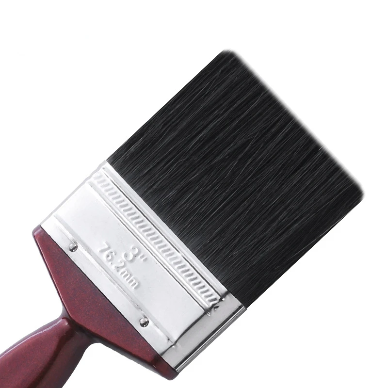 Pincel de cerdas negras Premium con mango de plástico rojo, herramienta de pintura para pared y muebles, juego de pinceles de pintura para artistas