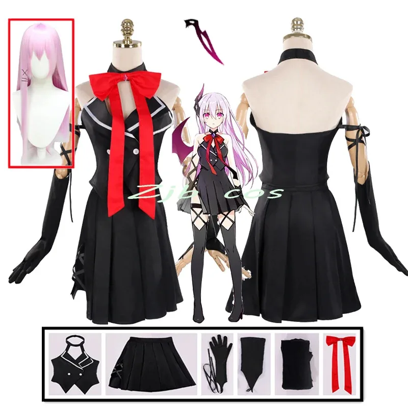 

Anime Engage Kiss Cosplay Costume Kisara Cosplay Wig Outfit Black Skirt Suit Uniform With Headwear Stocking Women Girls