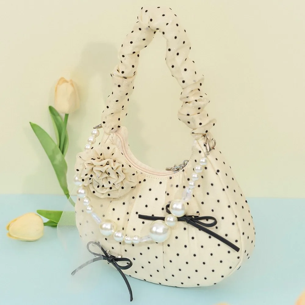 

3d Flower Dot Print Bag Original Fresh Sac Femme Underarm Bolsos De Mujer Sweet Bow Bolso Gentle All-match Hand Bags for Woman