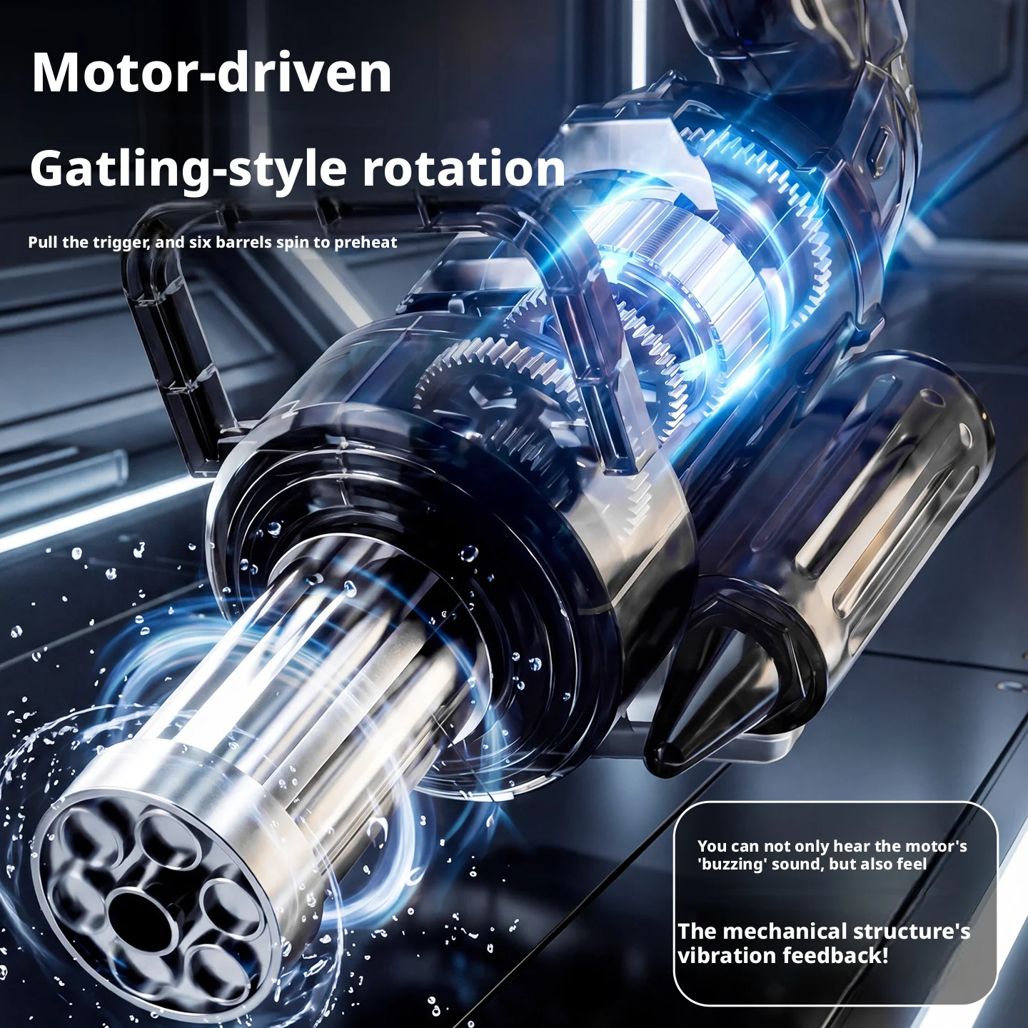 Auto Gatling Water Cannon Rotating High-Pressure Large Capacity Gatling Water Gun Toy Adults Outdoor Summer Fun Play Kid Gifts