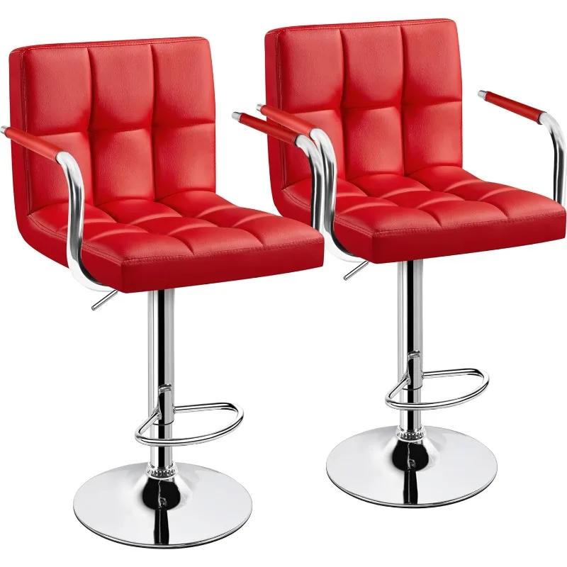 

Bart Stools Set of 4, PU Leather Adjustable Barstools with Armrest, Counter Height Stool Chairs