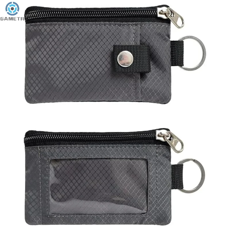 Image of Ausweishalter mit Ausweisfenster, kleine Geldbörse, wasserdicht, Diebstahlschutz, Reise-Schlüsselanhänger-Geldbörse, Herren und Damen, schlankes Karten-Lanyard-Geldbörse mit Reißverschluss