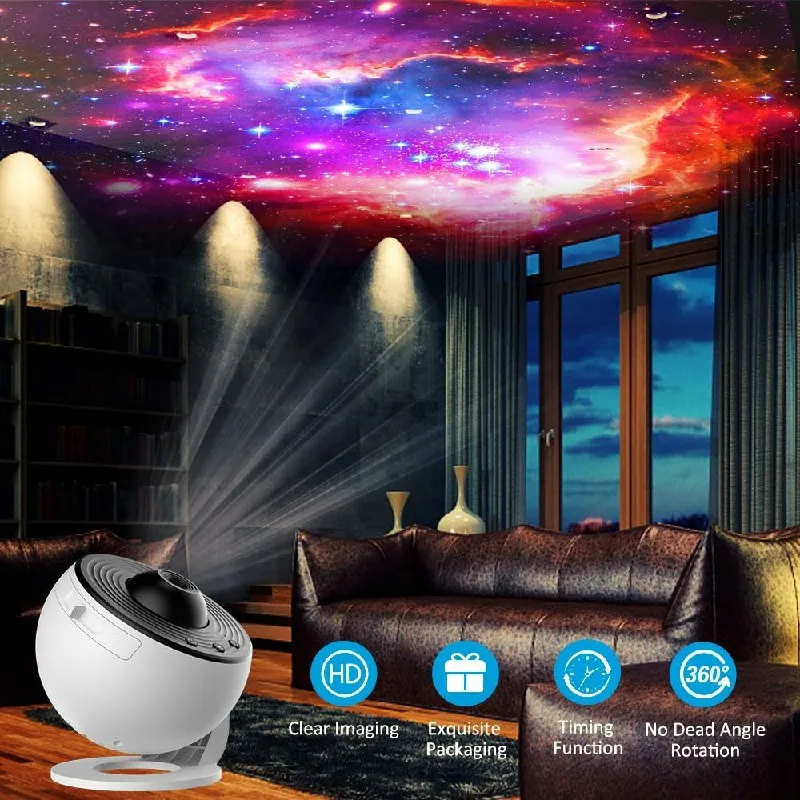 Galaxy Planets Starry Sky Projector Night Light with 12 Sheets Film Discs 360° Rotate Planetarium Kid\'s Room Decor Projector