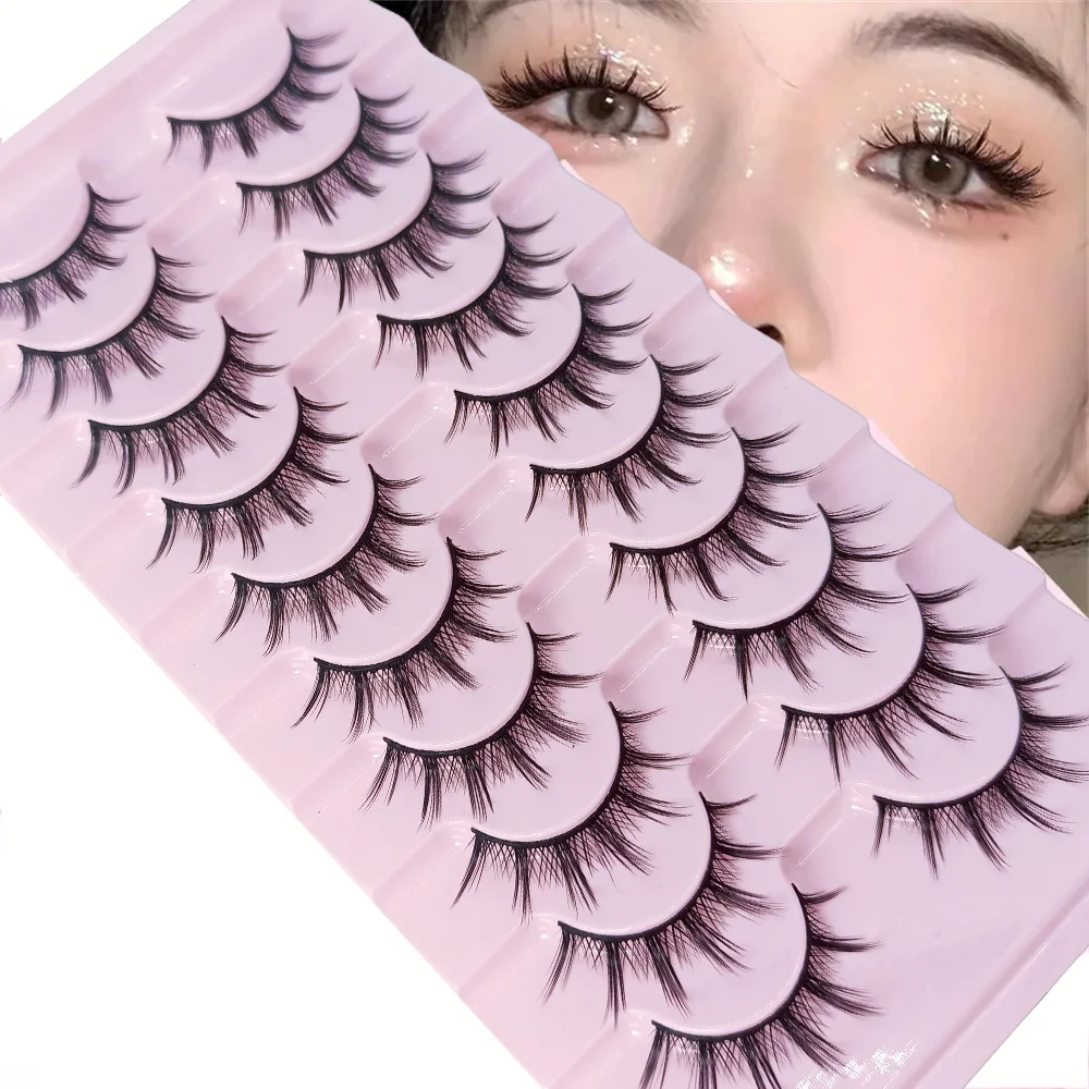 10 Pairs Manga Anime Lashes Natural Look False Eyelashes ,Korean Japanese Asian Lashes Cosplay Fake Eyelashes,manga lashes