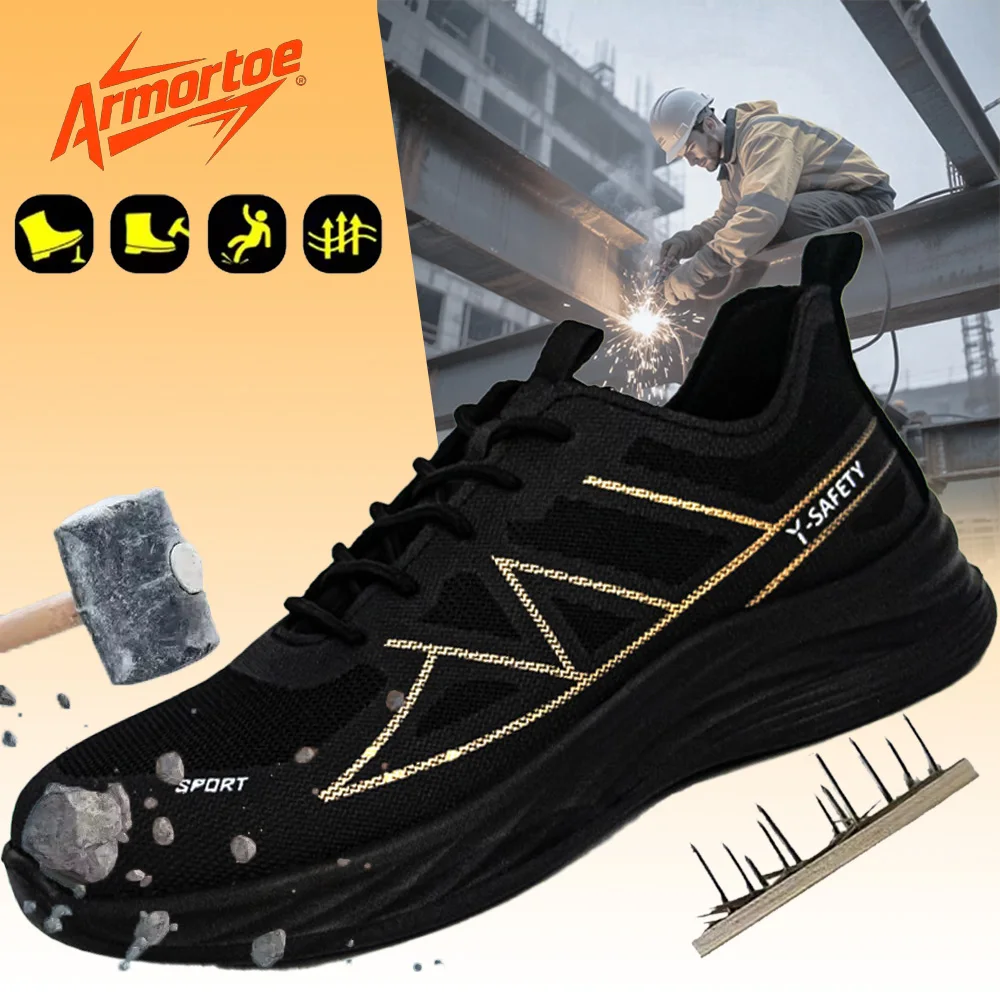 

ArmorToe New Safety Work Shoes Lightweight Breathable Anti-Slip Abrasion Resistant Anti-Impact Puncture Proof #Armor2805
