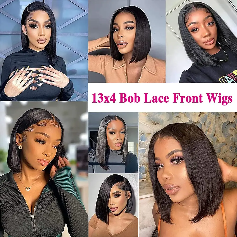 Short Bone Straight Bob Wig Human Hair 250 Density 13x6 Hd Lace Frontal Human Hair Wig 13x4 HD Lace Frontal Short Straight Lace Front Bob Wigs For Black Women Human Hair Pre Plucked image 7