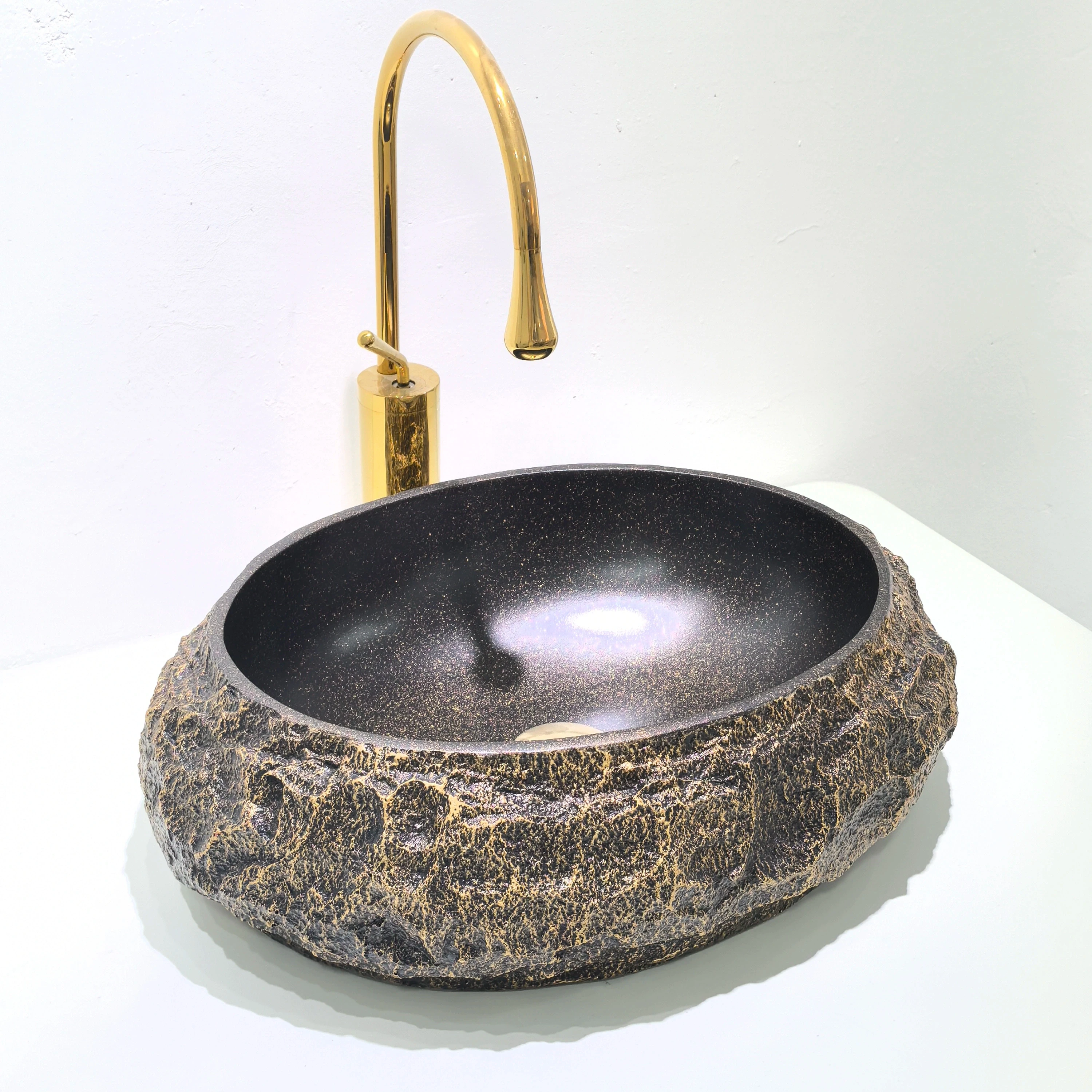 Oval Shape Customize Artifical Stone Design Pattern Bathroom Sink Wash Basin Ceramic Counter Top Basin Countertop Sinks