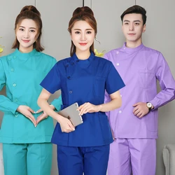 Medical Uniforms Women Scrubs Set Doctor Costume Men Stand Collar Nursing Clothes Spa Uniform Surgical Workwear Dentistry Unisex