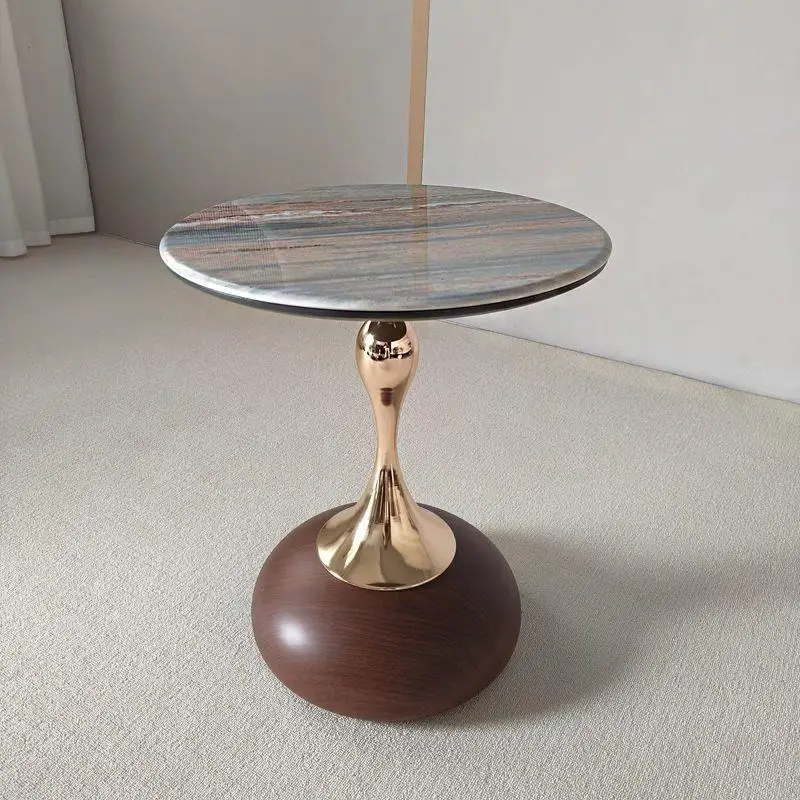 LMM Italian simple round coffee table round balcony light luxury small table bedside table simple round