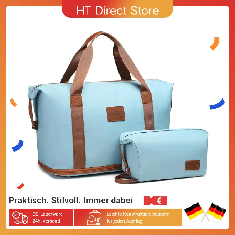 Kono-Bolsa de cosméticos impermeable para hombre y mujer, bolso deportivo separado, equipaje de mano, bolsa de compras, 36L