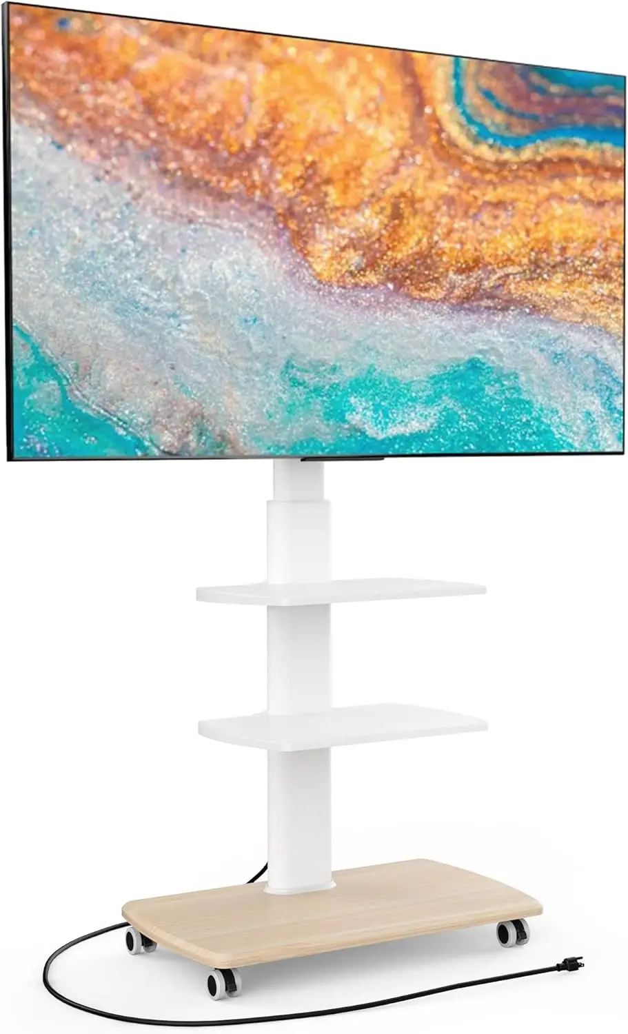 

Rolling TV Stand with Power Outlets, Swivel Portable TV Stand for 32-70Inch LCD LED OLED Flat/Curved Panel Screen TVs, Height