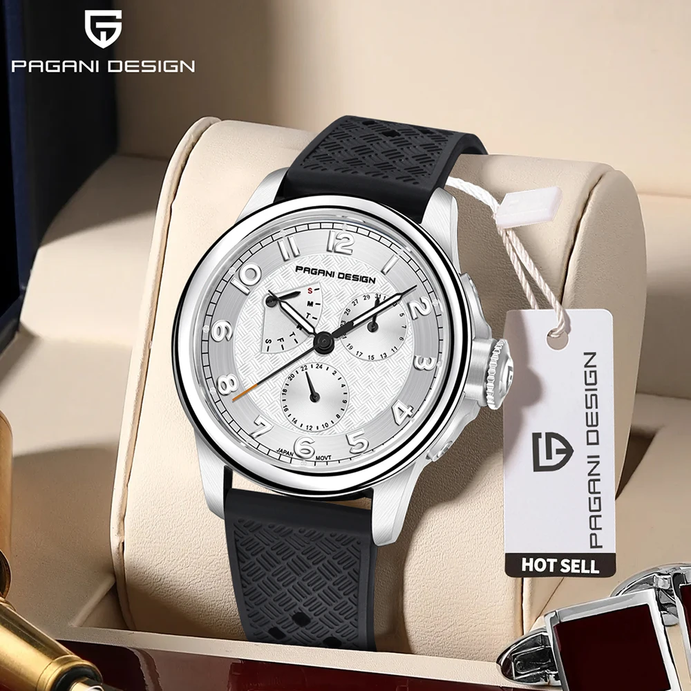 

PAGANI DESIGN New Fashionable Multifunctional Waterproof Leisure VH88QuartzWatch Rubber Outdoor Sapphire GlassWatch reloj hombre
