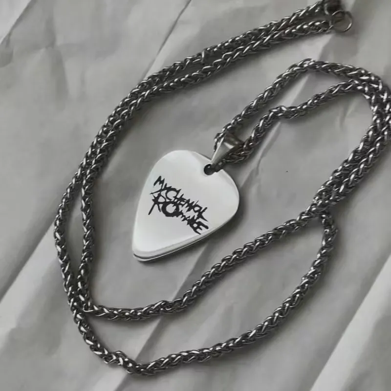 Rock Band My Chemical Romance Necklace Cosplay Music Band MCR Guitar Pick Unisex Choker Pendant Jewelry Accessories Gifts