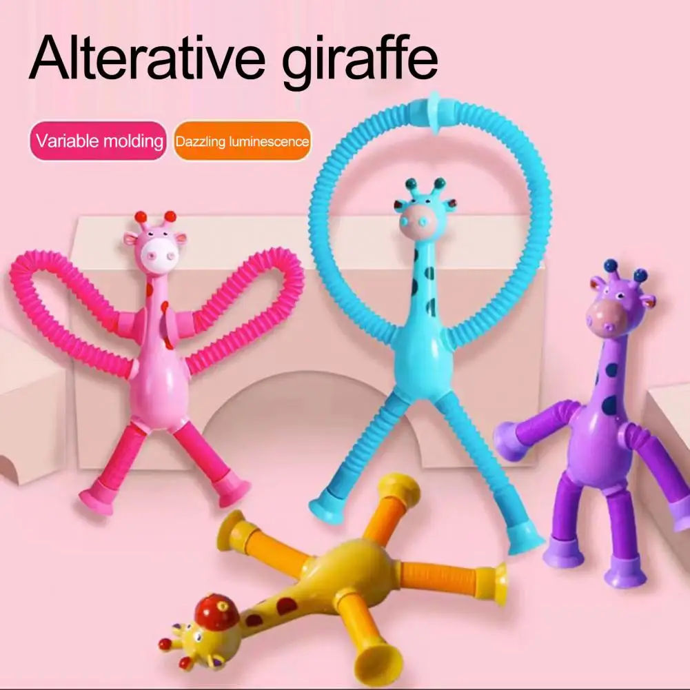 Plastic Stress Relief Miniature Telescopic Suction Cup Giraffe Decor Fidget Tubes Toy Cartoon Giraffe Educational Toy For Home