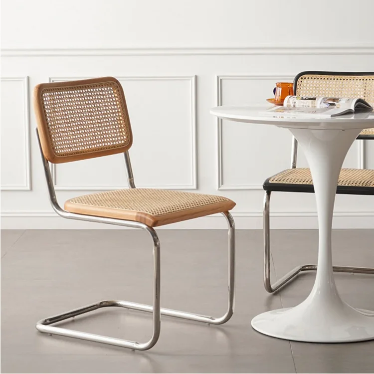 

Nordic Rattan Chair Modern Leisure Home Solid Wood Back Chair Dining Chair